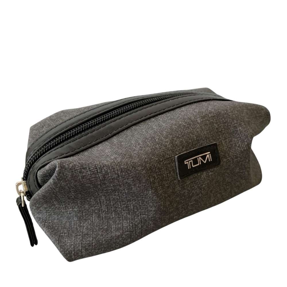 TUMI for Delta Small Gray and Black Zipper Travel Pouch